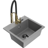 Mexen Milo 1-bowl granite sink with Aster kitchen faucet, gray - 6505-71-73450-57-B