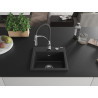 Mexen Milo 1-bowl granite sink with Aster kitchen faucet, black/silver metallic - 6505-73-73450-07