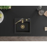 Mexen Milo 1-bowl granite sink with Aster kitchen faucet, black/silver metallic - 6505-73-73450-57-G