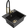 Mexen Milo 1-bowl granite sink with Aster kitchen faucet, black/silver metallic - 6505-73-73450-57-G