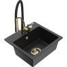 Mexen Milo Granite Kitchen Sink 1-Bowl with Aster Kitchen Tap, Black/Silver Metallic - 6505-73-73450-57-G