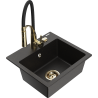 Mexen Milo 1-bowl granite kitchen sink with Aster faucet, black/golden metallic - 6505-75-73450-57-G