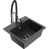 Mexen Milo 1-bowl granite sink with Aster kitchen faucet, black speckled - 6505-76-73450-07-B