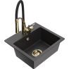 Mexen Milo 1-compartment granite sink with a kitchen mixer tap Aster, spotted black - 6505-76-73450-57-G