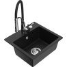 Mexen Milo 1-chamber granite sink with Aster kitchen faucet, black - 6505-77-73450-07