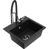 Mexen Milo 1-bowl granite kitchen sink with Aster tap, black - 6505-77-73450-07-B