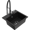Mexen Milo granite single-bowl kitchen sink with Aster faucet, black - 6505-77-73450-07-B