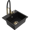 Mexen Milo granite sink 1-bowl with Aster kitchen tap, black - 6505-77-73450-57-G