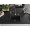 Mexen Milo granite 1-bowl kitchen sink with Aster kitchen faucet, black - 6505-77-73450-57-B
