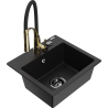 Mexen Milo 1-bowl granite sink with Aster kitchen faucet, black - 6505-77-73450-57-B