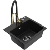 Mexen Milo 1-compartment granite sink with a kitchen mixer tap Aster, Black - 6505-77-73450-57-B