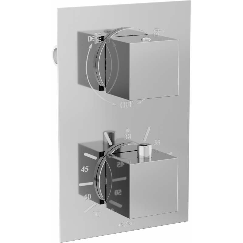 Mexen Cube thermostatic bath-shower mixer 2-output, chrome - 77502-00