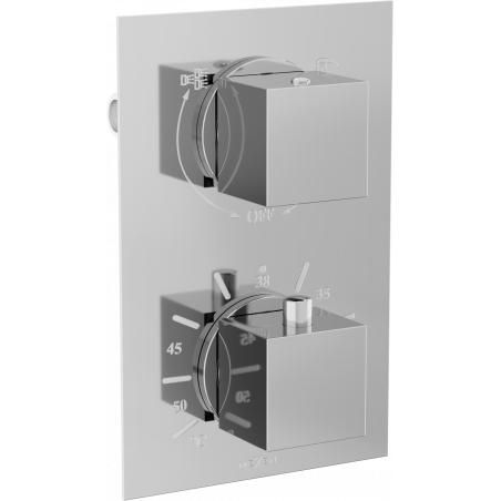 Mexen Cube thermostatic bath-shower mixer 2-output, chrome - 77502-00