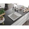 Mexen Enzo granite kitchen sink 1-bowl with drainer and Aster kitchen faucet, white - 6506-20-73450-07