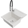 Mexen Enzo granit sink 1-bowl with drainer and kitchen faucet Aster, white - 6506-20-73450-07