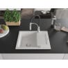 Mexen Enzo single-bowl granite sink with drainer and Aster kitchen tap, white - 6506-20-73450-07