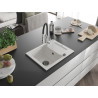 Mexen Enzo granite kitchen sink 1-bowl with drainer and Aster kitchen faucet, white - 6506-20-73450-07-B