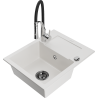 Mexen Enzo granite kitchen sink 1-bowl with drainer and kitchen faucet Aster, white - 6506-20-73450-07-B