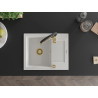 Mexen Enzo 1-bowl granite kitchen sink with drainer and Aster kitchen faucet, white - 6506-20-73450-57-G