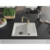 Mexen Enzo granite kitchen sink 1-bowl with drainer and kitchen faucet Aster, white - 6506-20-73450-57-B