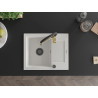 Mexen Enzo 1-bowl granite sink with drainer and Aster kitchen faucet, white - 6506-20-73450-57-B