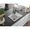 Mexen Enzo granite kitchen sink 1-bowl with drainer and kitchen faucet Aster, white - 6506-20-73450-70-B
