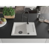 Mexen Enzo granite kitchen sink 1-bowl with drainer and kitchen faucet Aster, white - 6506-20-73450-70-B