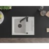 Mexen Enzo 1-Bowl Granite Sink with Drainer and Aster Kitchen Tap, White - 6506-20-73450-70-B