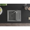 Mexen Enzo granite kitchen sink 1-bowl with drainer and Aster kitchen faucet, gray - 6506-71-73450-07-B
