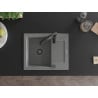 Mexen Enzo granite sink 1-bowl with drainer and Aster kitchen tap, grey - 6506-71-73450-70-B