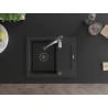 Mexen Enzo 1-Bowl Granite Sink with Drainer and Aster Kitchen Tap, Black/Silver Metallic - 6506-73-73450-07-B