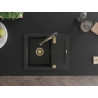 Mexen Enzo granite kitchen sink 1-chamber with drainer and Aster kitchen faucet, black/silver metallic - 6506-73-73450-57-G
