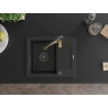 Mexen Enzo granite sink 1-bowl with drainer and kitchen faucet Aster, black/silver metallic - 6506-73-73450-57-B