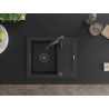 Mexen Enzo 1-bowl granite sink with drainer and Aster kitchen faucet, black/gold metallic - 6506-75-73450-70-B