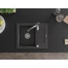 Mexen Enzo granite kitchen sink 1-bowl with drainer and Aster kitchen tap, black speckled - 6506-76-73450-07