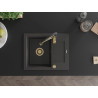 Mexen Enzo granite kitchen sink 1-bowl with drainer and kitchen faucet Aster, black speckled - 6506-76-73450-57-G