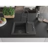 Mexen Enzo 1-bowl granite sink with drainer and Aster kitchen tap, speckled black - 6506-76-73450-70-B