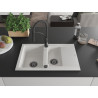 Mexen Gaspar granite sink 1.5-bowl with drainer and Aster kitchen faucet, white - 6507-20-73450-70-B