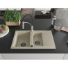 Mexen Gaspar granite sink 1.5-bowl with drainer and Aster kitchen faucet, beige - 6507-69-73450-07-B