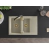 Mexen Gaspar granite sink 1.5-bowl with drainer and Aster kitchen tap, beige - 6507-69-73450-57-G