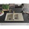 Mexen Gaspar 1.5-bowl granite sink with drainer and Aster kitchen faucet, beige - 6507-69-73450-57-B
