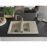 Mexen Gaspar granite 1.5-bowl sink with drainer and Aster kitchen faucet, beige - 6507-69-73450-57-B