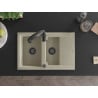 Mexen Gaspar 1.5-bowl granite sink with drainer and Aster kitchen tap, beige - 6507-69-73450-70-B