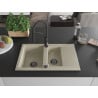 Mexen Gaspar 1.5-bowl granite sink with drainer and Aster kitchen tap, beige - 6507-69-73450-70-B