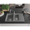 Mexen Gaspar 1.5-bowl granite sink with drainer and Aster kitchen faucet, gray - 6507-71-73450-07