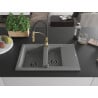 Mexen Gaspar 1.5-bowl granite sink with drainer and Aster kitchen faucet, gray - 6507-71-73450-57-B