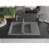 Mexen Gaspar granite sink 1.5-bowl with drainer and Aster kitchen faucet, gray - 6507-71-73450-57-B