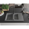 Mexen Gaspar 1.5-bowl granite sink with drainer and Aster kitchen faucet, gray - 6507-71-73450-70-B
