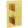 Mexen Cube thermostatic 2-outlet bath-shower mixer, gold - 77502-50