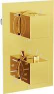 Mexen Cube thermostatic 2-outlet bath-shower mixer, gold - 77502-50